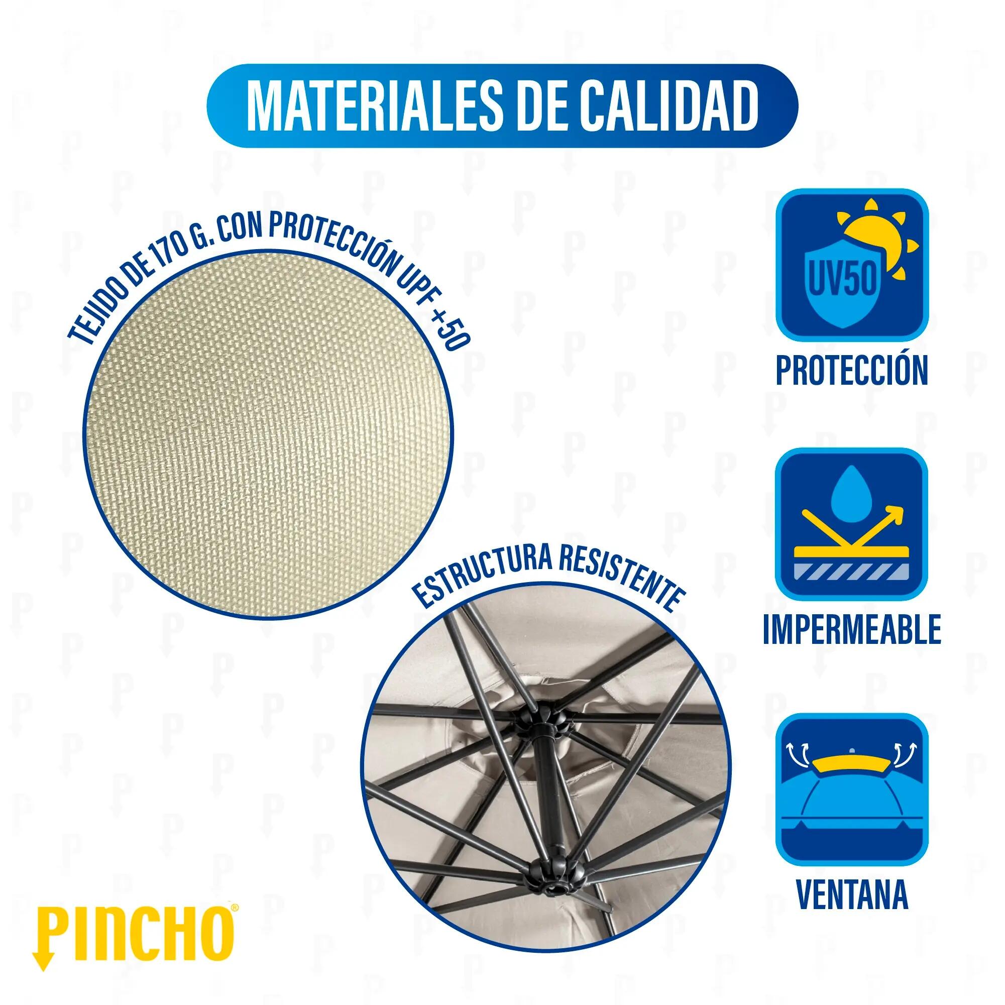 Sombrilla excentrica Ø300 cm con manivela y estructura de aluminio 5/8