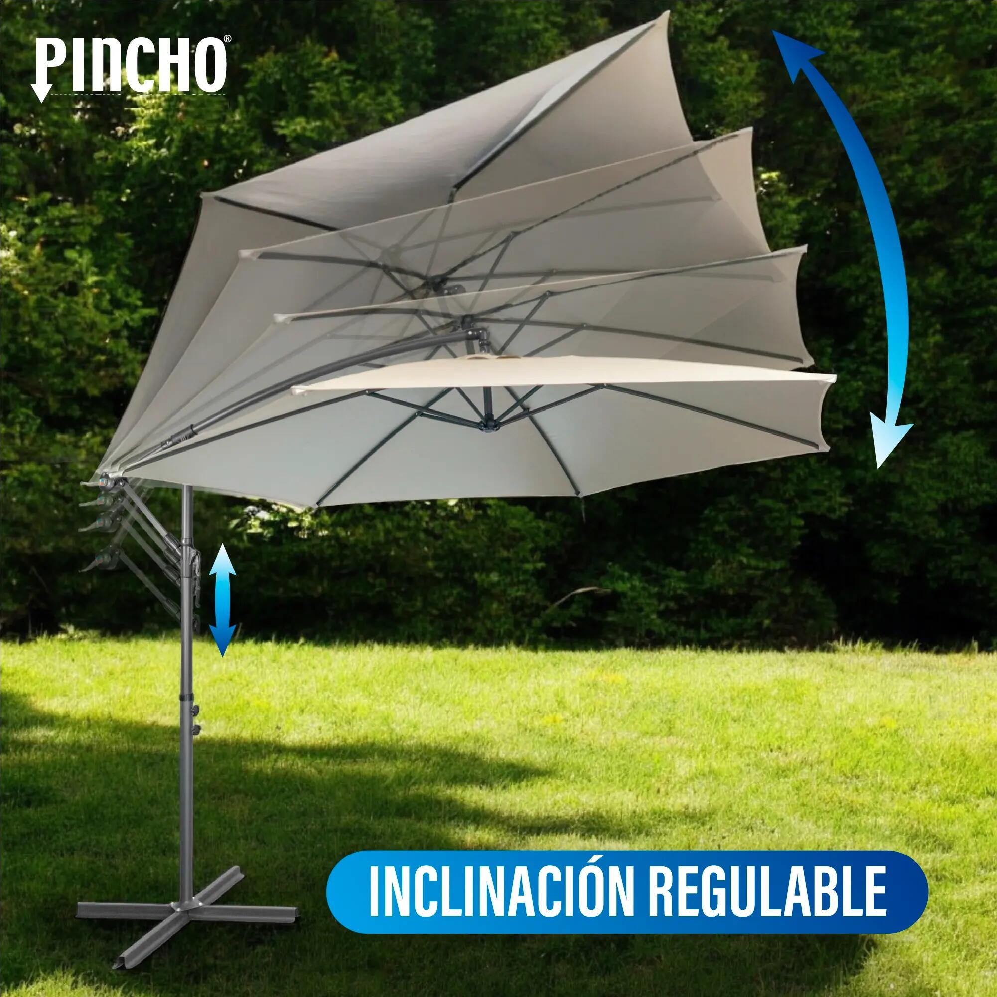 Sombrilla excentrica Ø300 cm con manivela y estructura de aluminio 4/8