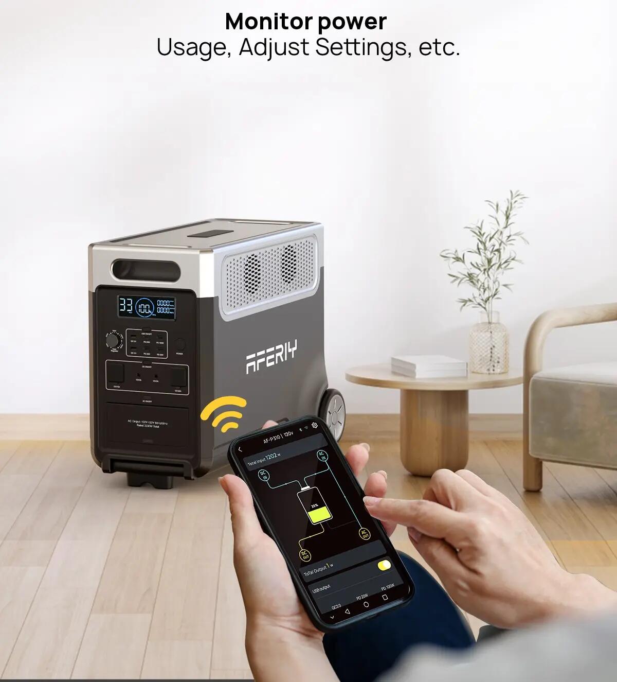 Station électrique portable AFERIY P310 3600W 3840Wh + Panneau Solaire 400W 12/15