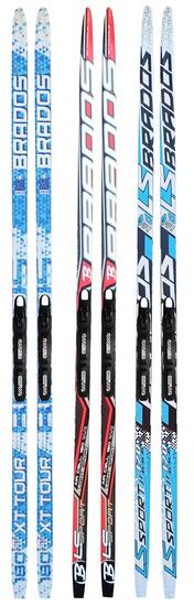 Skis de fond Brados avec fixations SNS - semelles lisses