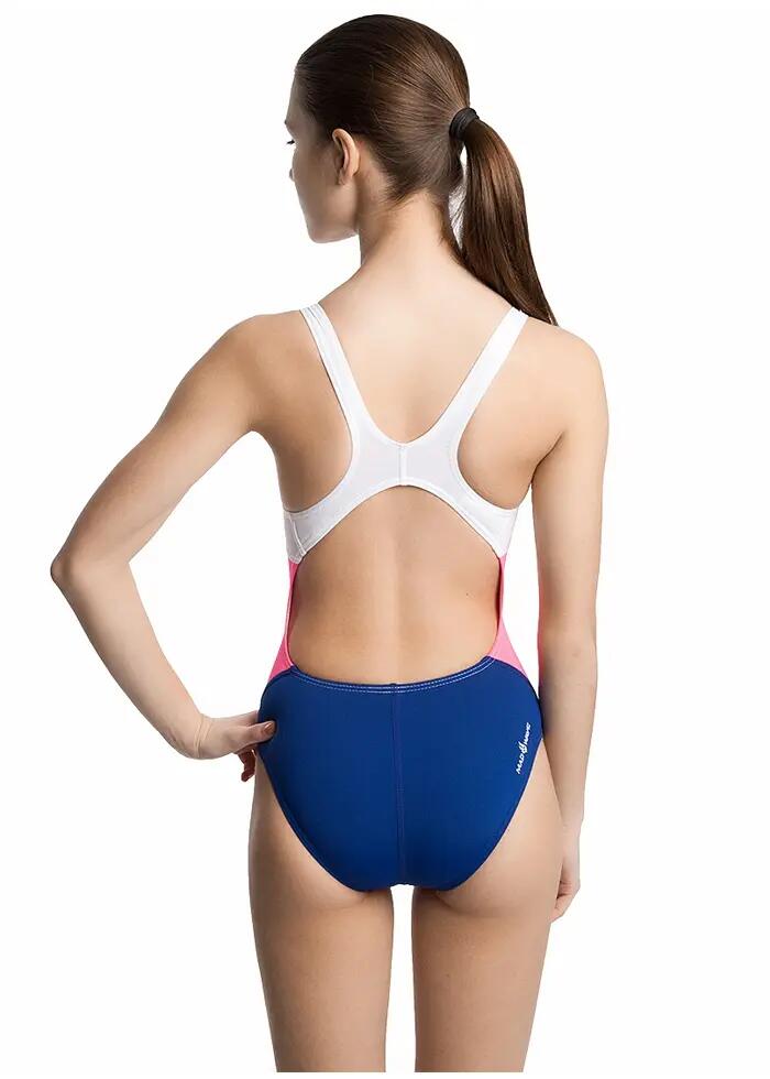 Mad Wave Girls Solution badpak Blauw/Roze Maat 14-15 4/5