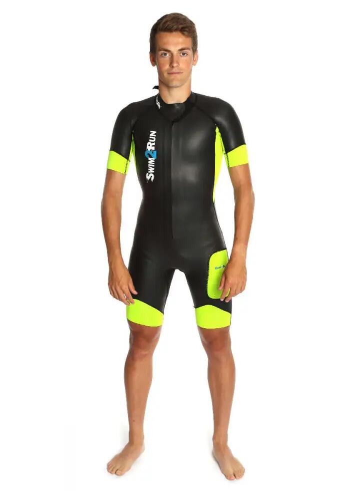 Dare2Tri Traje de neopreno SwimRun GO para hombre - Negro/Amarillo 5/5