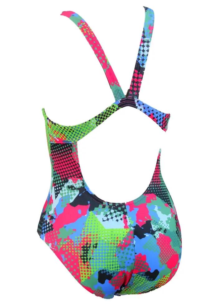 Jaked Teknocamou badpak voor dames - Groen / Roze 3/4