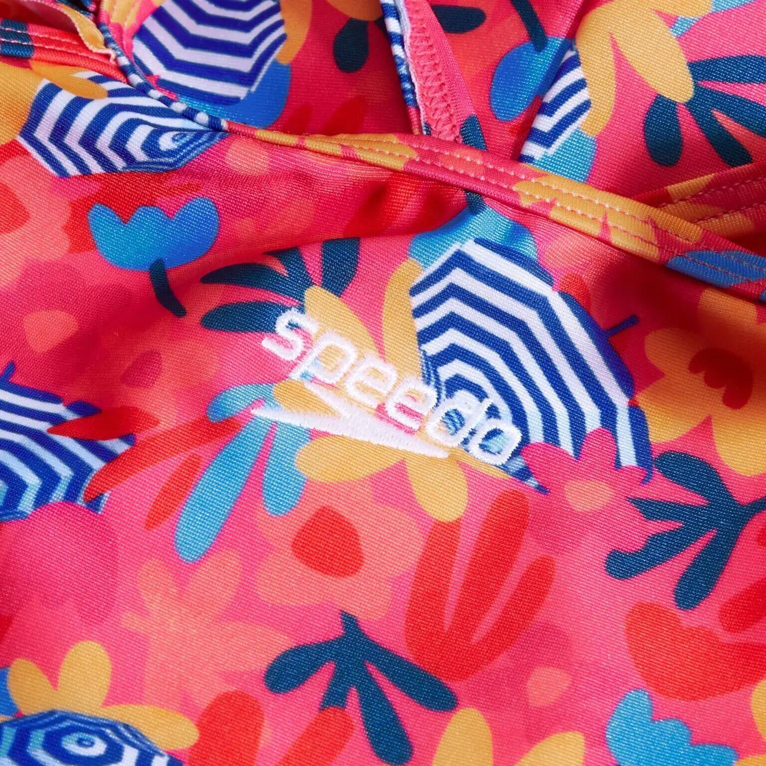Maillot de bain Speedo pour filles, à volants et bretelles fines - Rose / Jaune 2/5