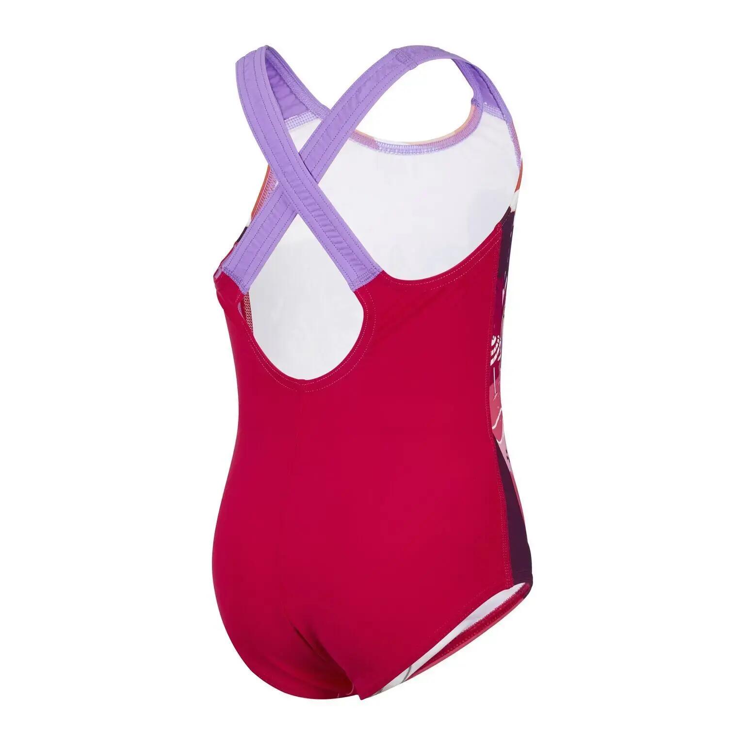 Maillot de bain Speedo Apprendre à nager imprimé dos croisé - Rose/Orange - 3/5