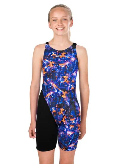 Speedo Kinderen Fastskin Endurance+ Openback Kneeskin - Zwart / Blauw / Kanji