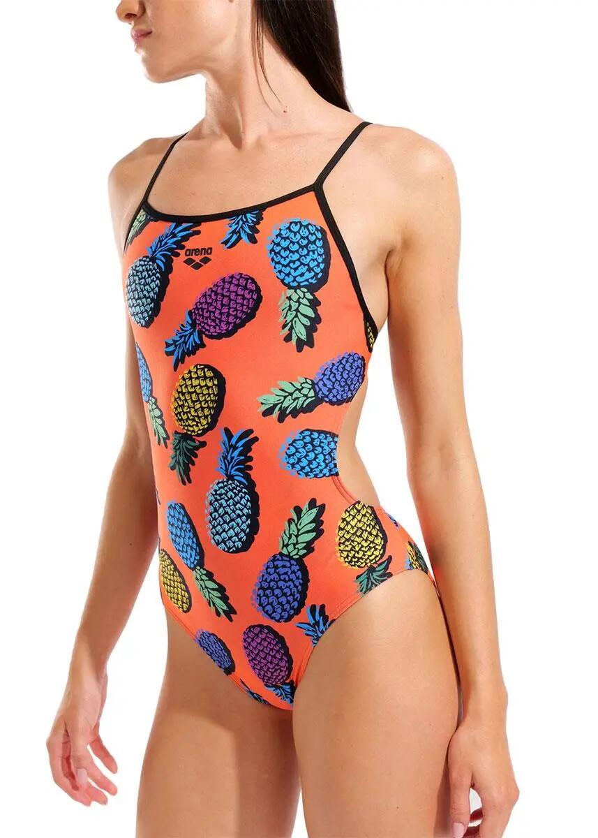 Arena Maillot de bain dos nu à motifs ananas - Orange / Multicolore / Noir 1/7