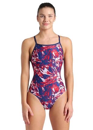 Arena Maillot de bain dos nu Team Crackle Challenge pour femme - Noir / Bleu roi