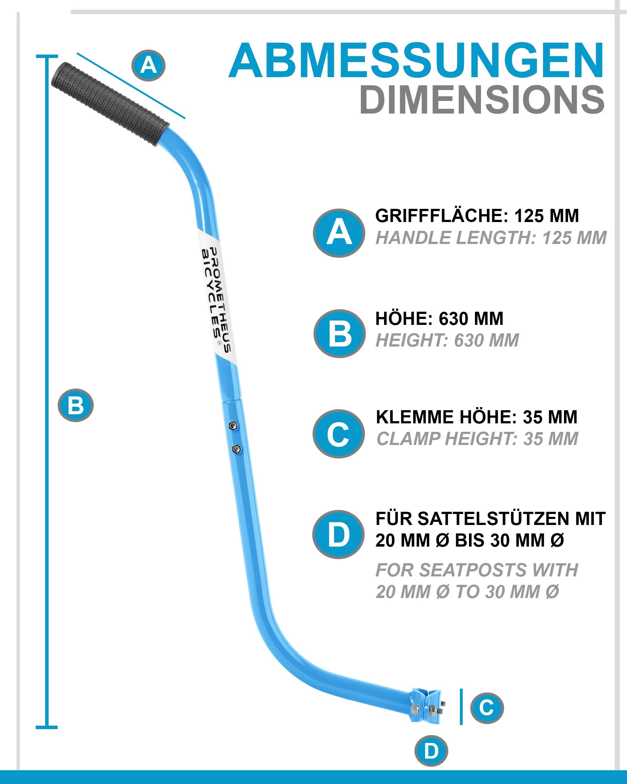 Kinderfahrrad Schiebestange 630 mm Schubstange Haltestange Lernhilfe 10–20 Zoll 3/7