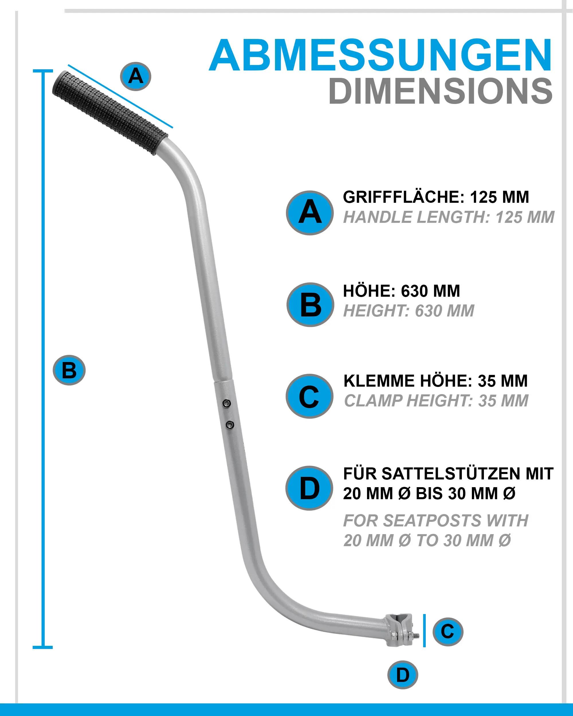 Barra de aprendizaje para bici infantil 630 mm, 10–20 pulgadas 2/7