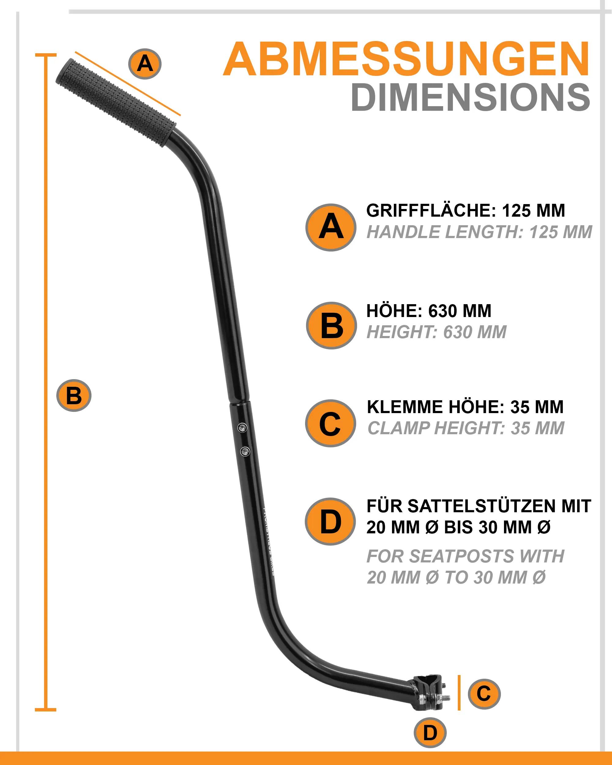 Barre de guidage et d’apprentissage vélo enfant 630 mm, 10–20 pouces 2/7