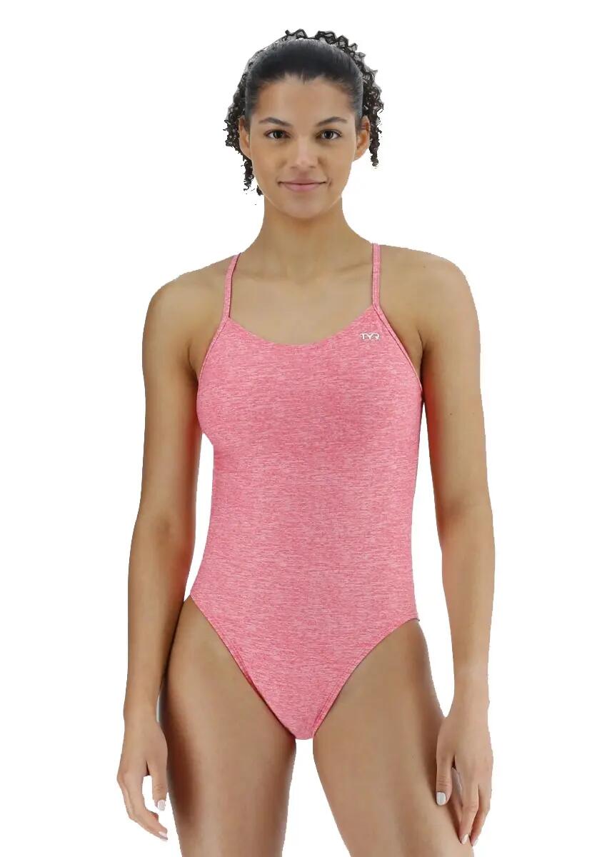 TYR Damen-Badeanzug mit überlappendem Ausschnitt – Rosa 1/5