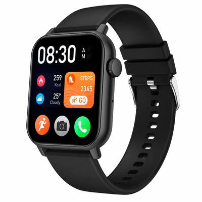Smartwatch pro belfunctie hartslagmeter 4 bandjes zwart