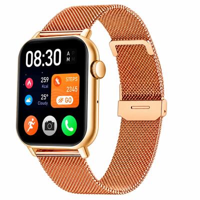 Smartwatch pro belfunctie hartslagmeter 4 bandjes goud