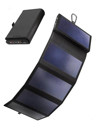 Batterie externe solaire 10000 mAh 8 W 5 panneaux pliables Electron Noir