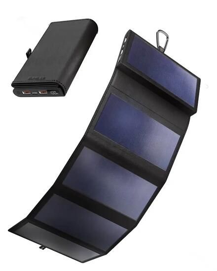 Batterie externe solaire 10000 mAh 8 W 5 panneaux pliables Electron Noir