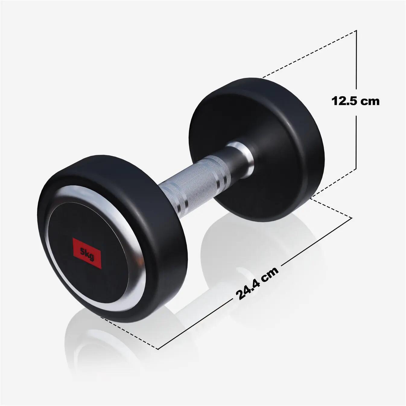 Haltère rond Gorilla Sports PRO 5 kg caoutchouc noir fonte 7/7