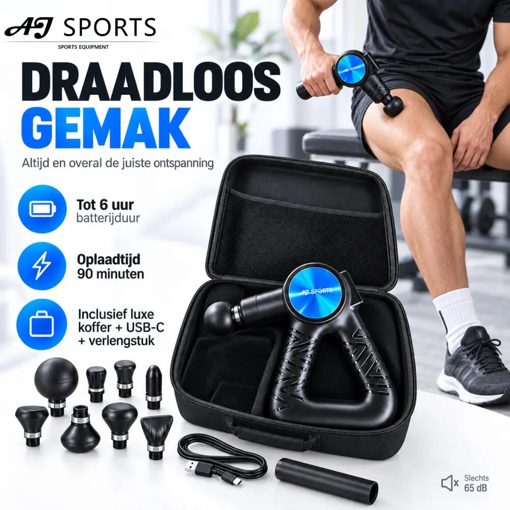 Massagepistool PRO - Massage apparaat - 8 opzetstukken - Incl. koffer 4/7