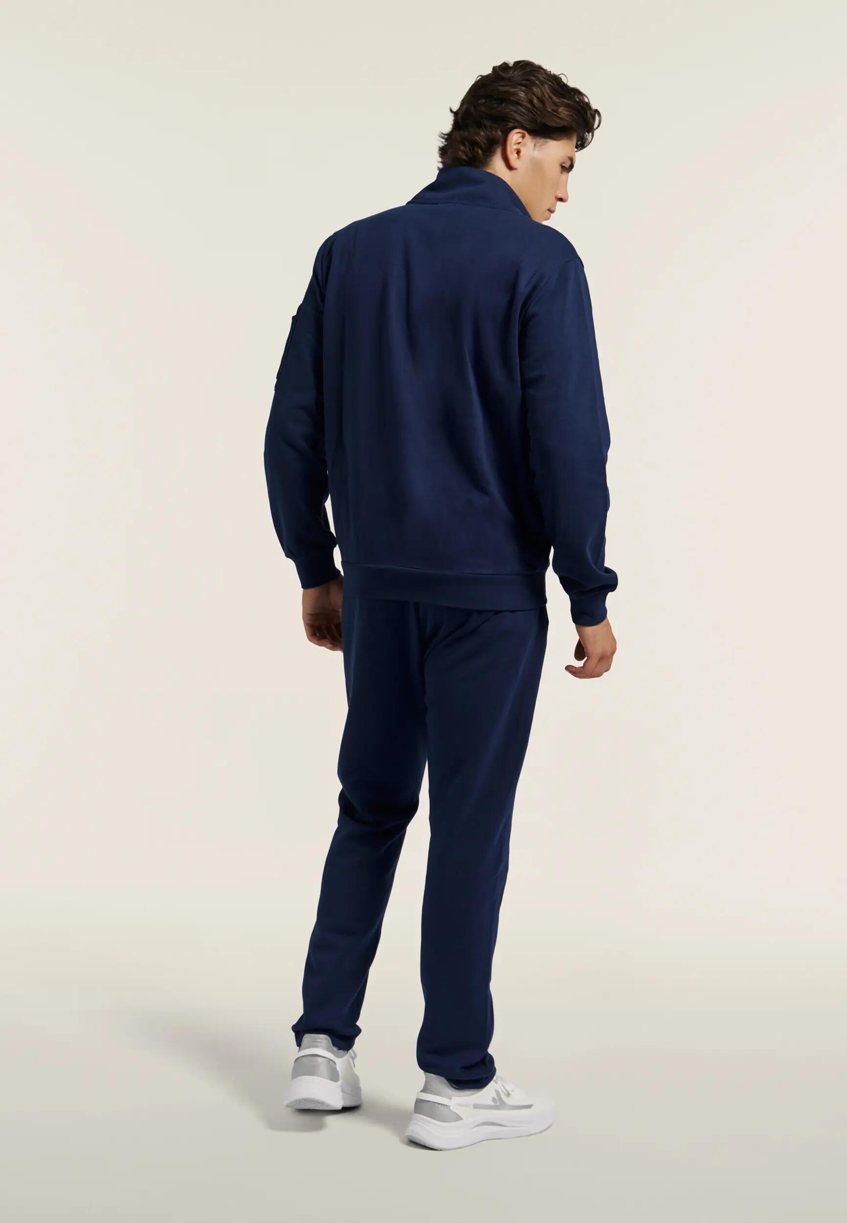 Tuta Sportiva Uomo in Felpa Garzata con Zip e Collo Alto 3/8