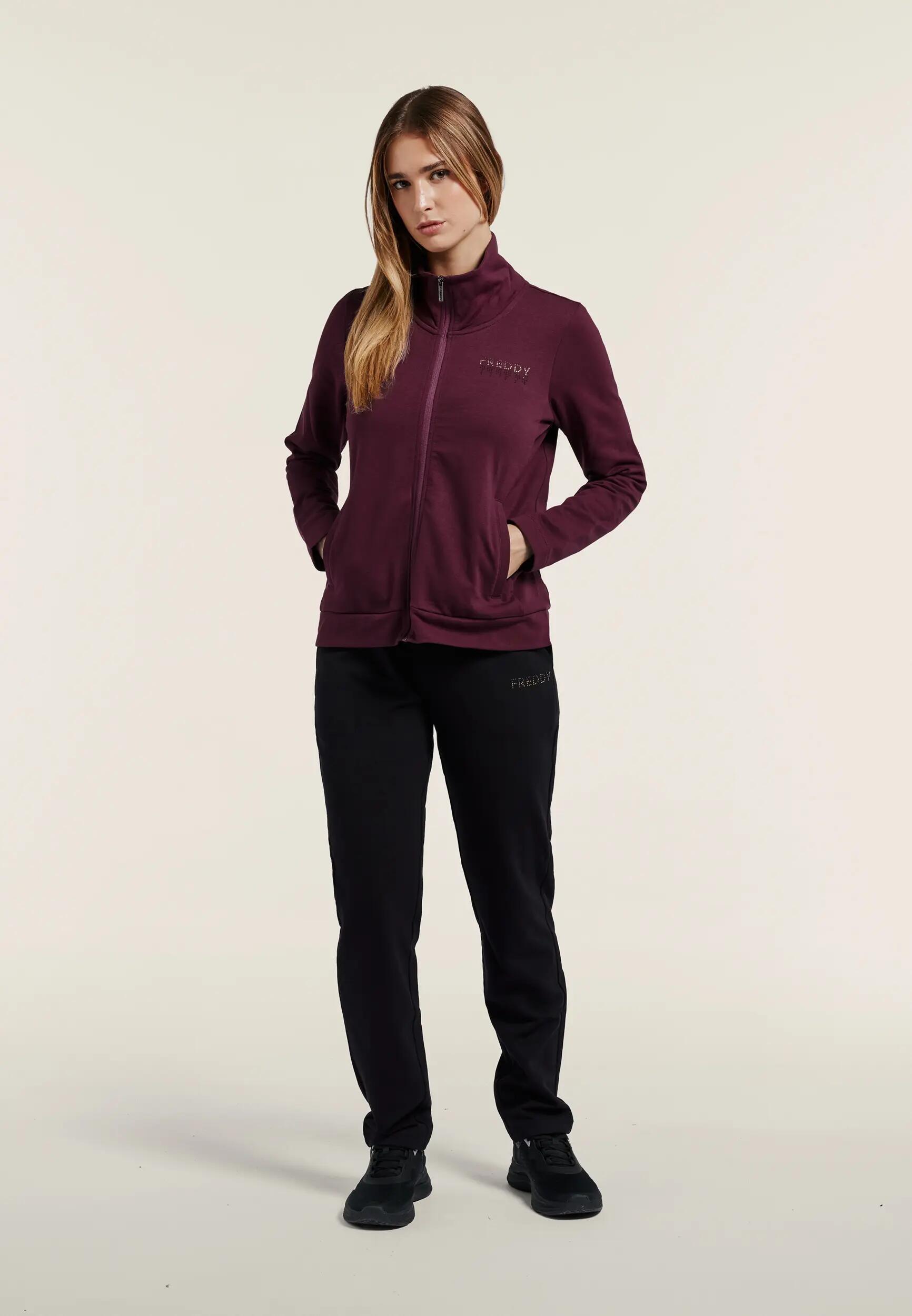 Tuta Sportiva Donna con Zip, Collo Alto e Dettagli in Strass 2/9
