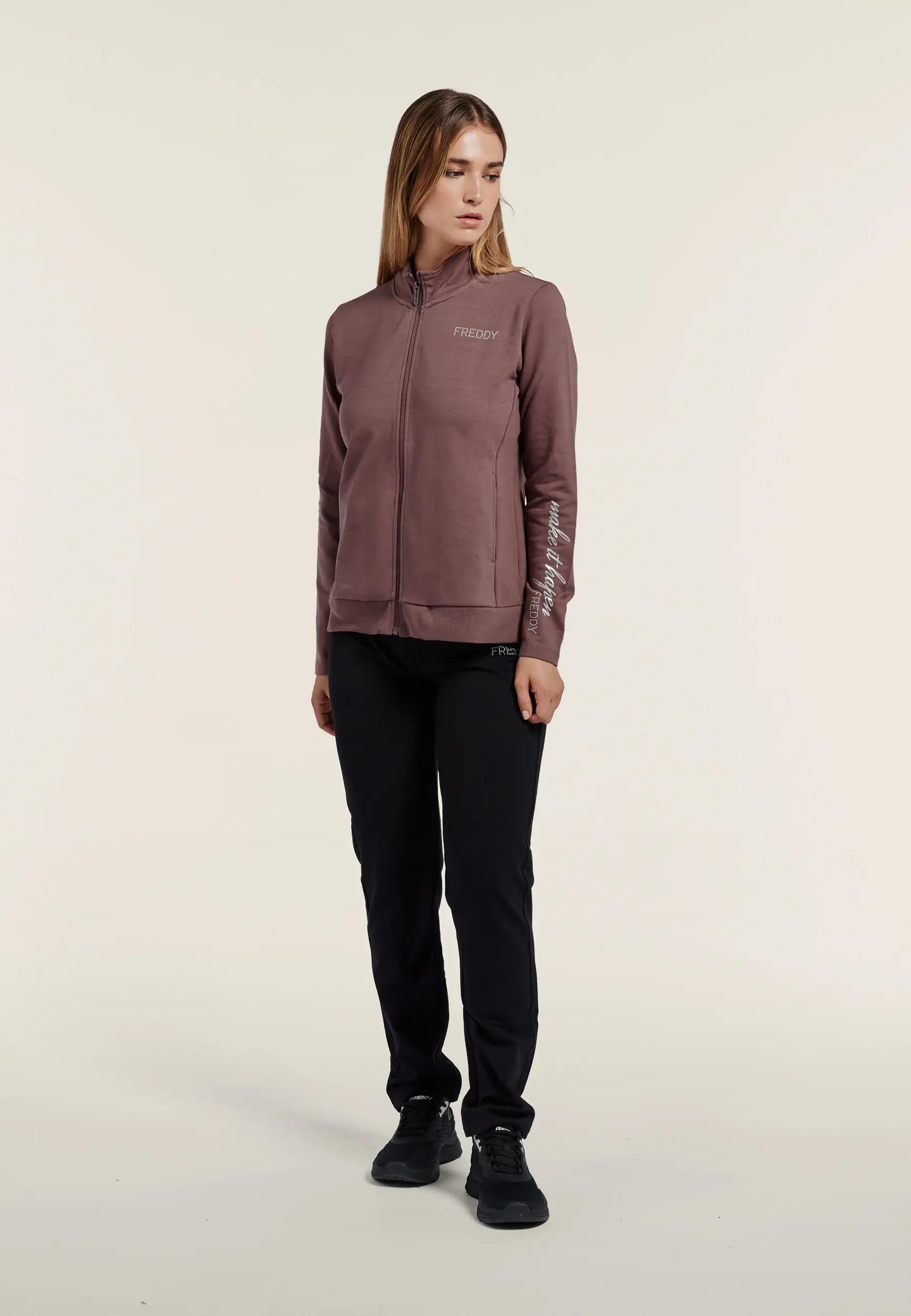 Tuta Sportiva da Donna Zip e Collo Alto in Felpa Garzata 2/9