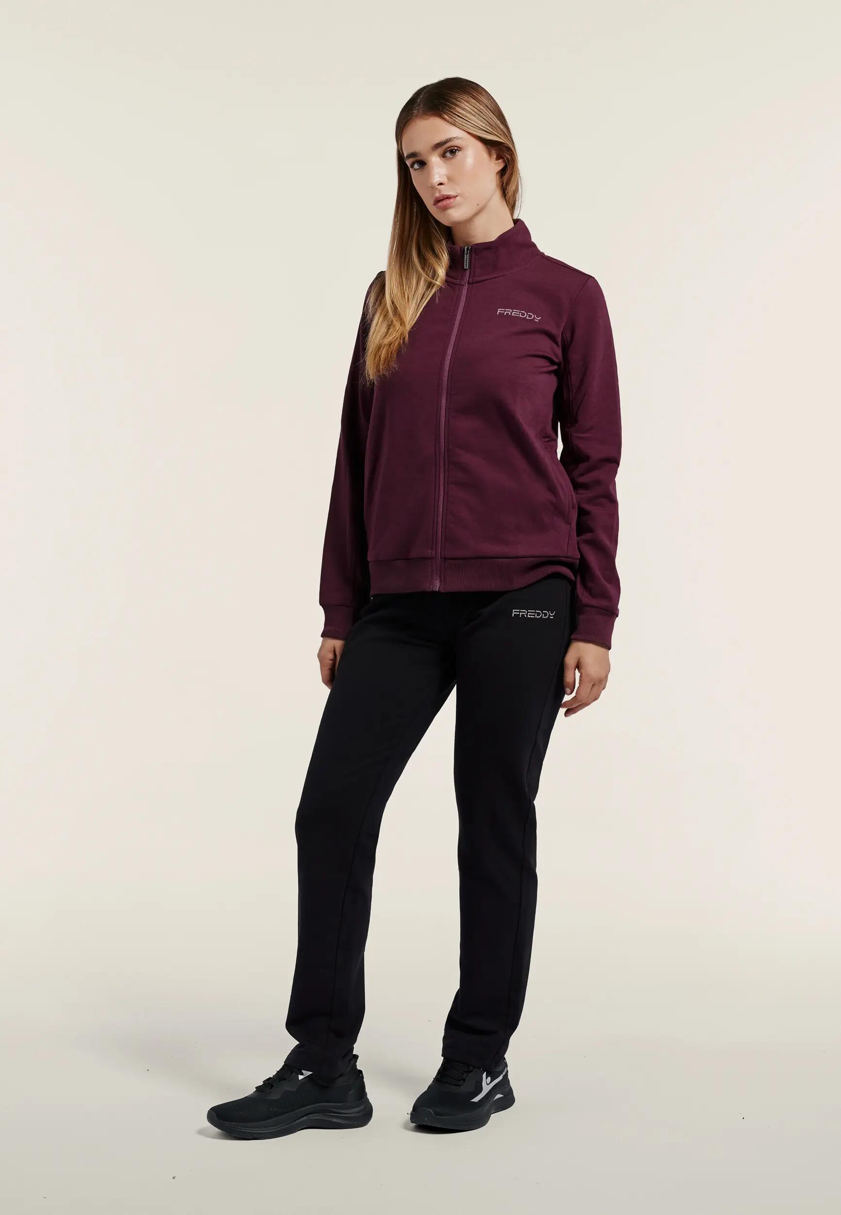 Chándal deportivo de mujer con cremallera, cuello alto y logotipos de cuentas 2/9