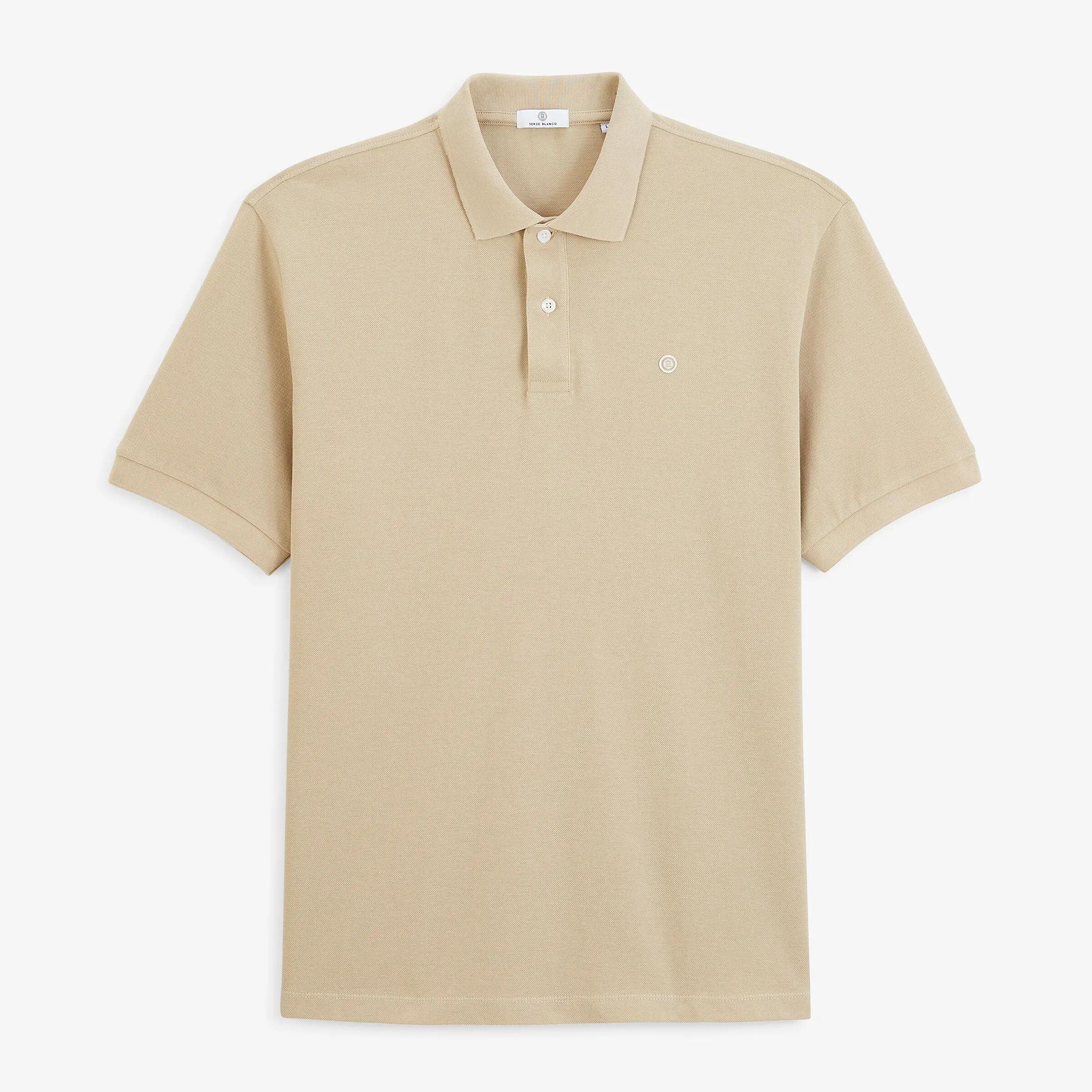 Polo piqué Lucas manches courtes en coton beige travertin 1/4