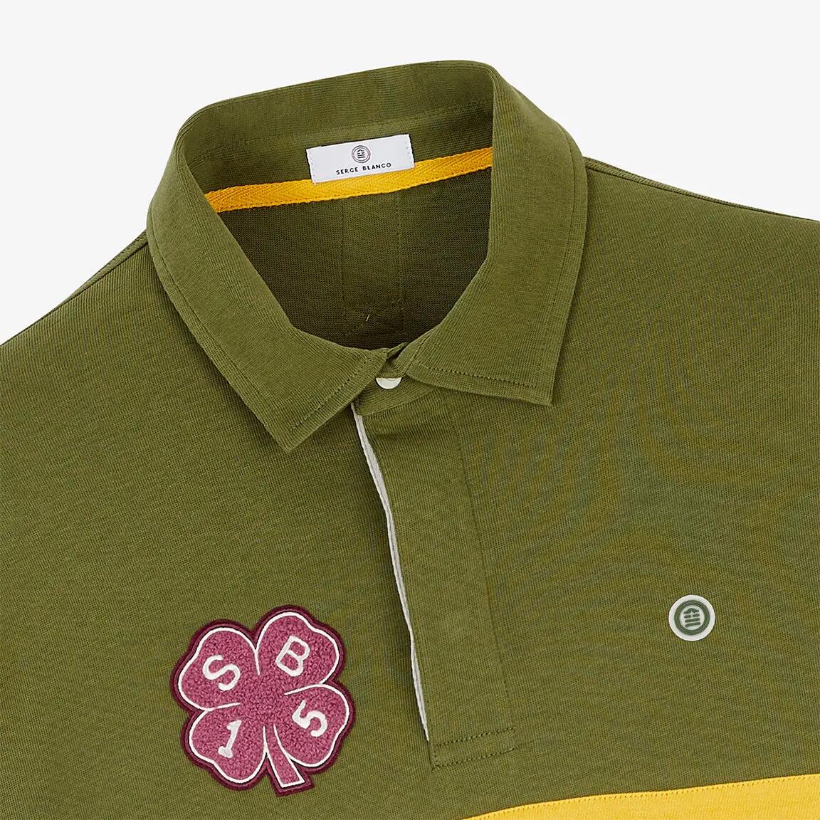 Polo de rugby de manga larga con rayas mixtas 3/4
