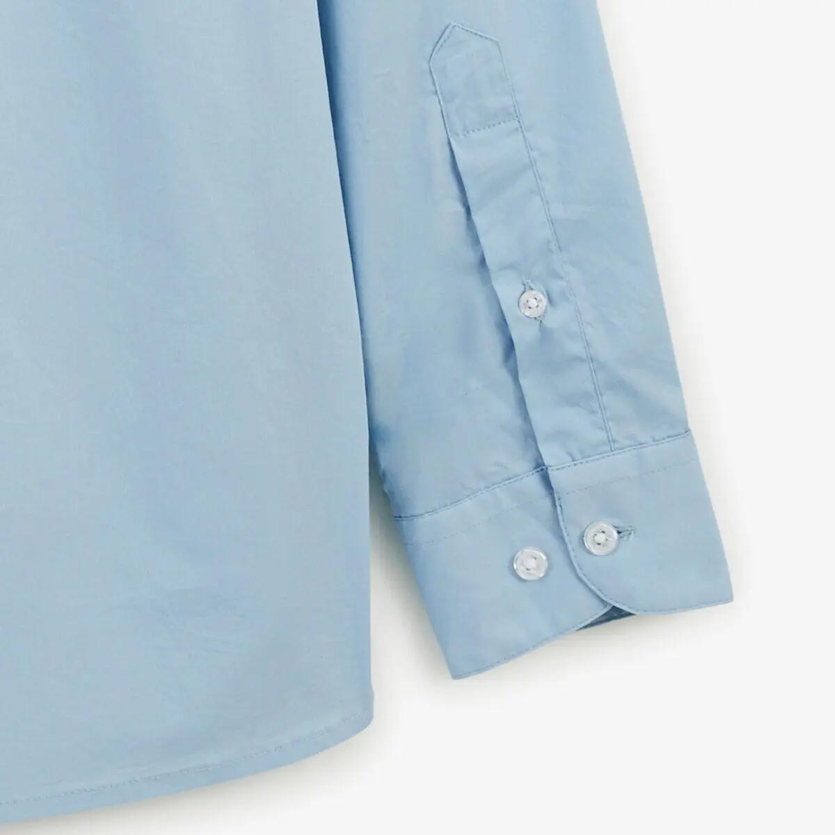 Chemise manches longues coton stretch bleu ciel 4/4