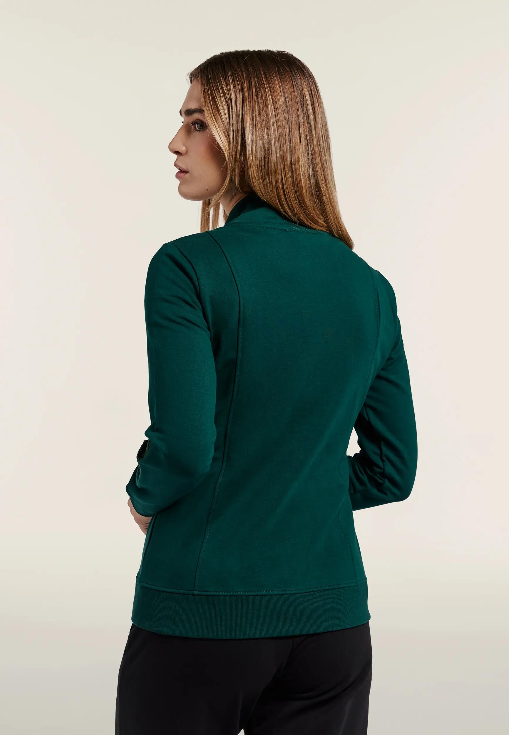 Felpa regular con zip e collo alto, logo ricamato su manica 3/6