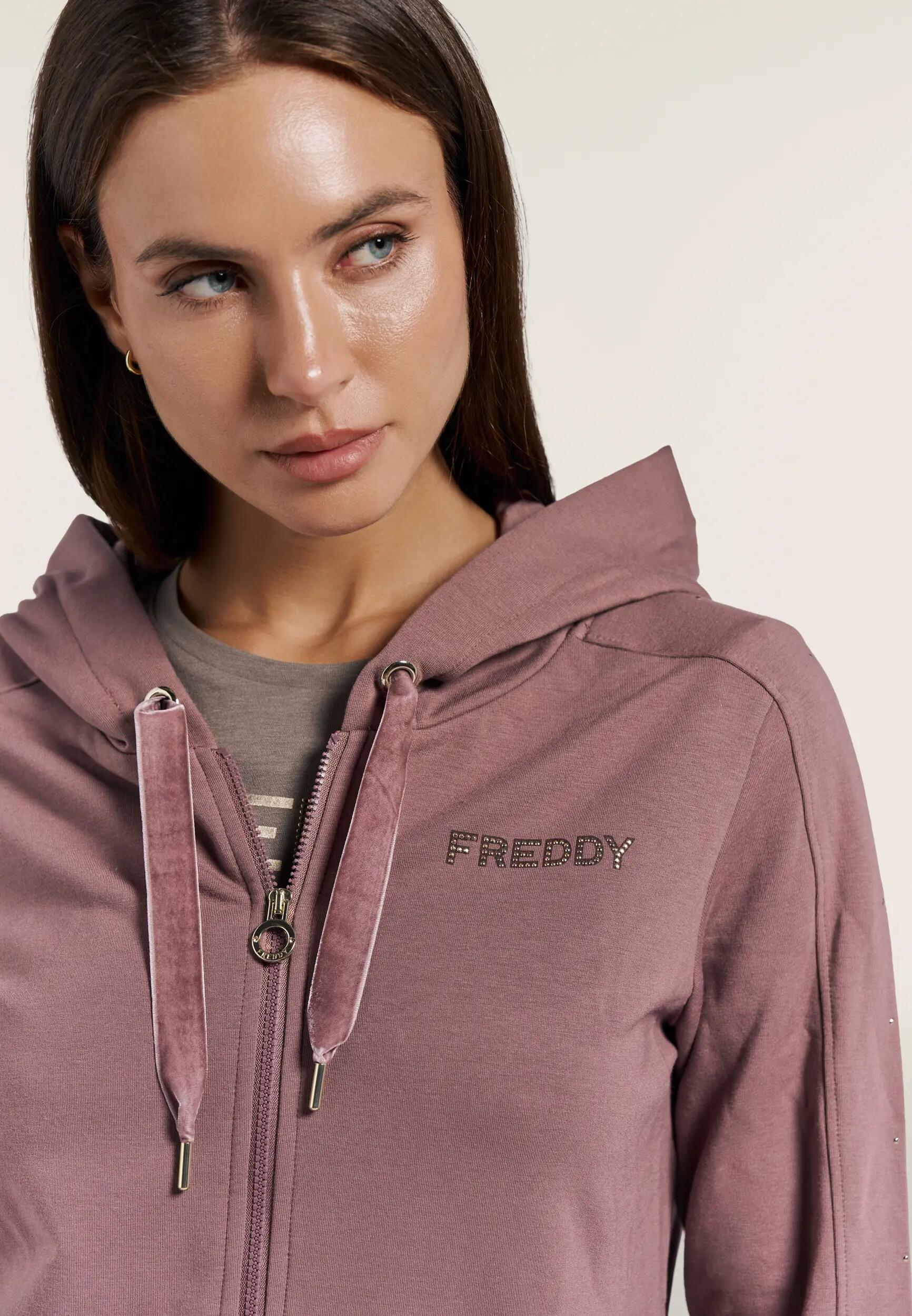 Regular dames sweatshirt met capuchon, ritssluiting en asymmetrische zoom 4/6