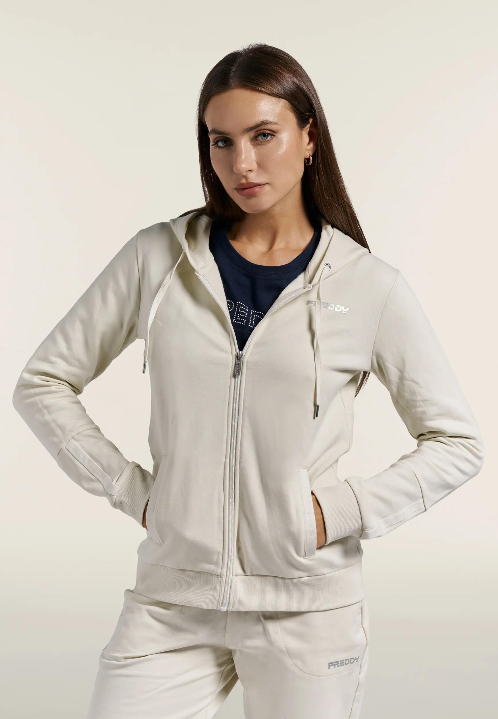 Sweat-shirt avec fermeture zippée et capuche et finitions élastiques griffées 2/6