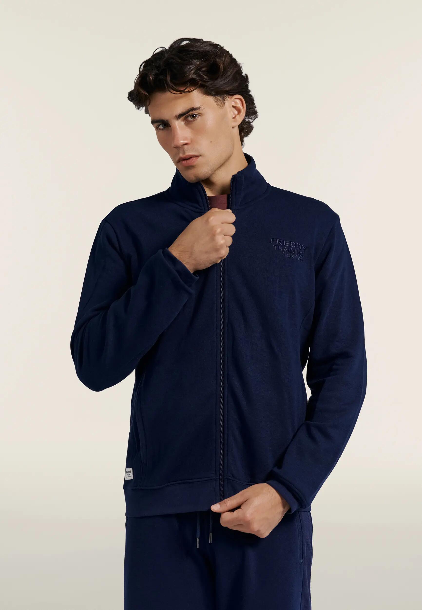 Sportief herensweatshirt met hoge kraag, ritssluiting en borduursel op de borst 2/6