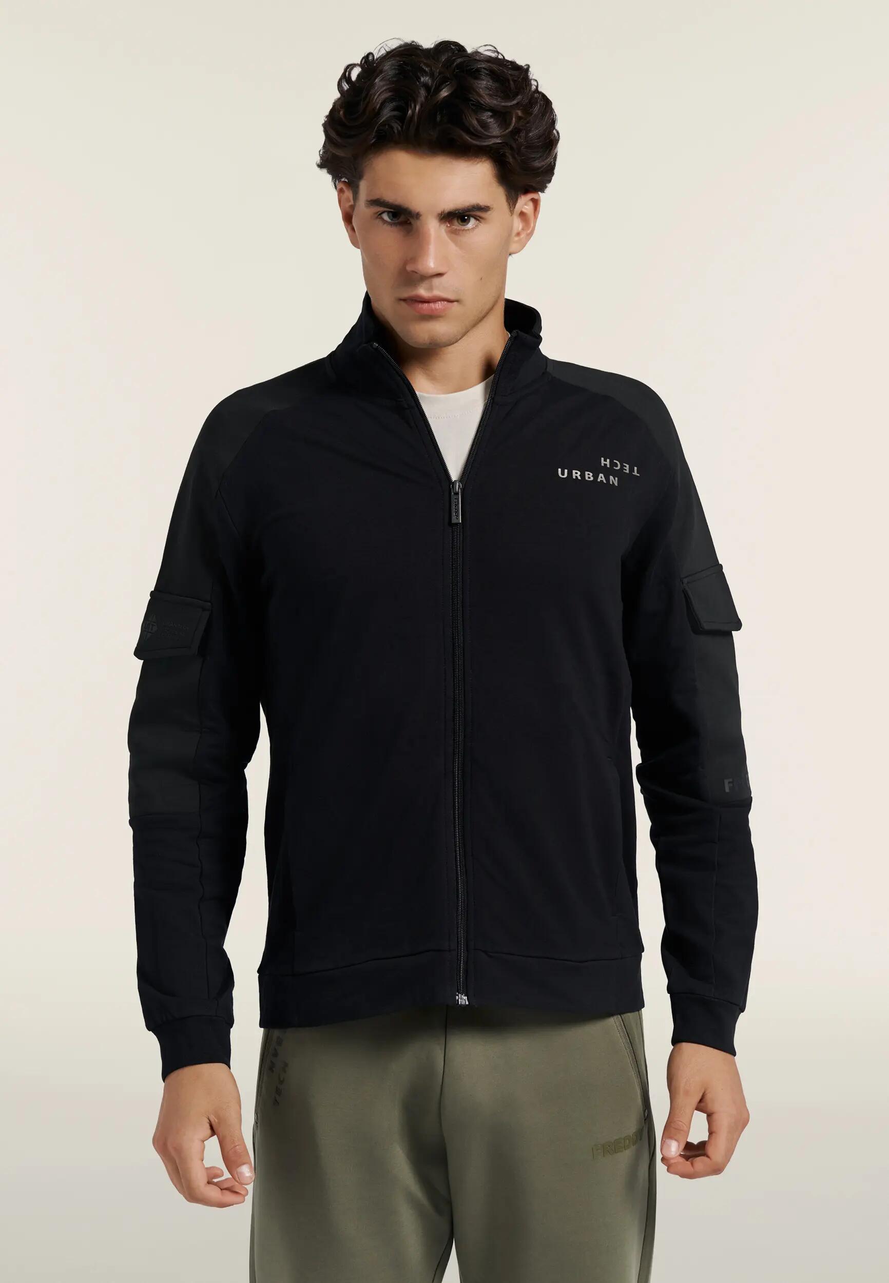 Felpa Uomo in Tessuto Tecnico con Zip e Collo Alto 2/6