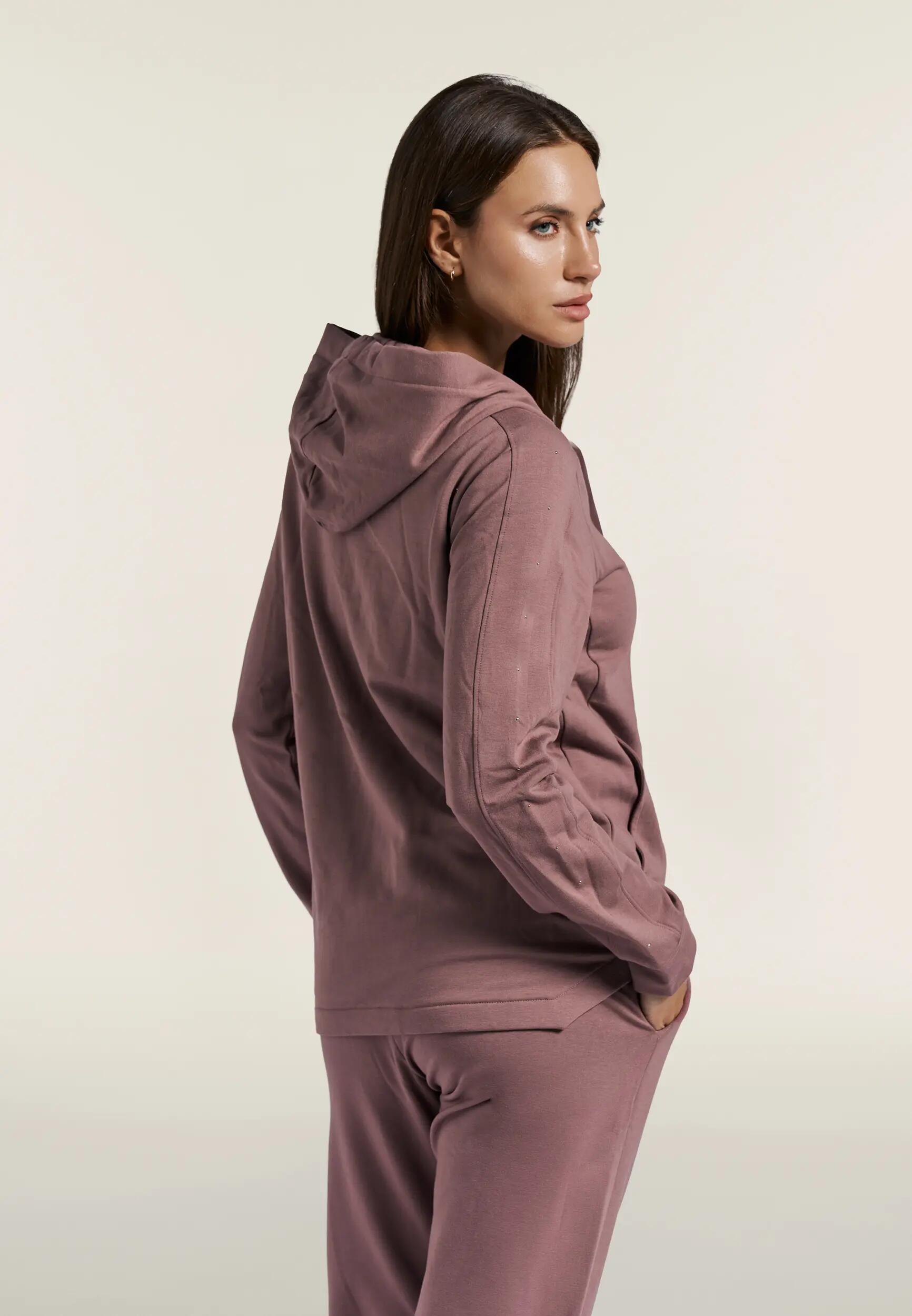 Regular dames sweatshirt met capuchon, ritssluiting en asymmetrische zoom 3/6