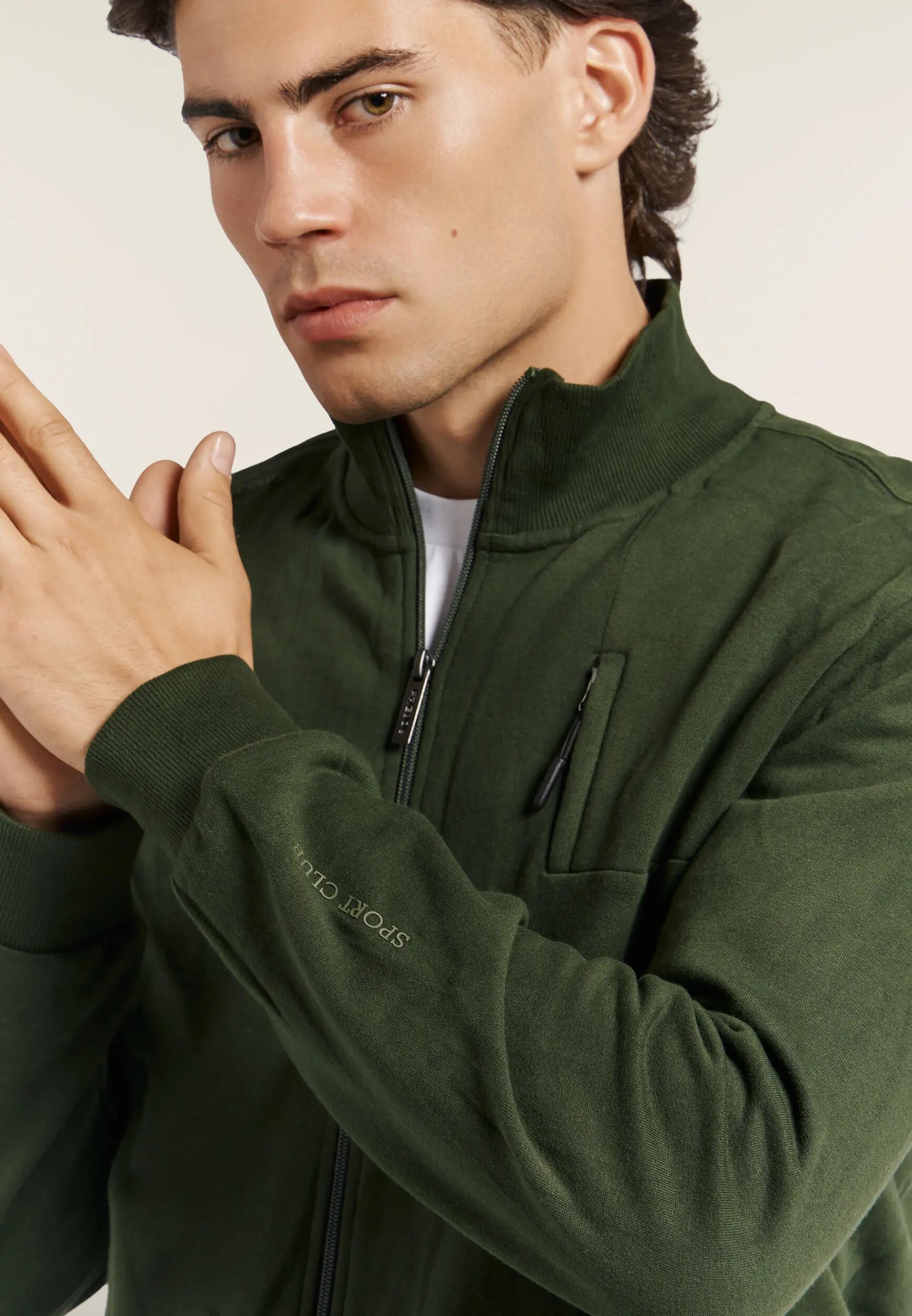Felpa da Uomo con Collo Alto in Costina e Full Zip 4/6