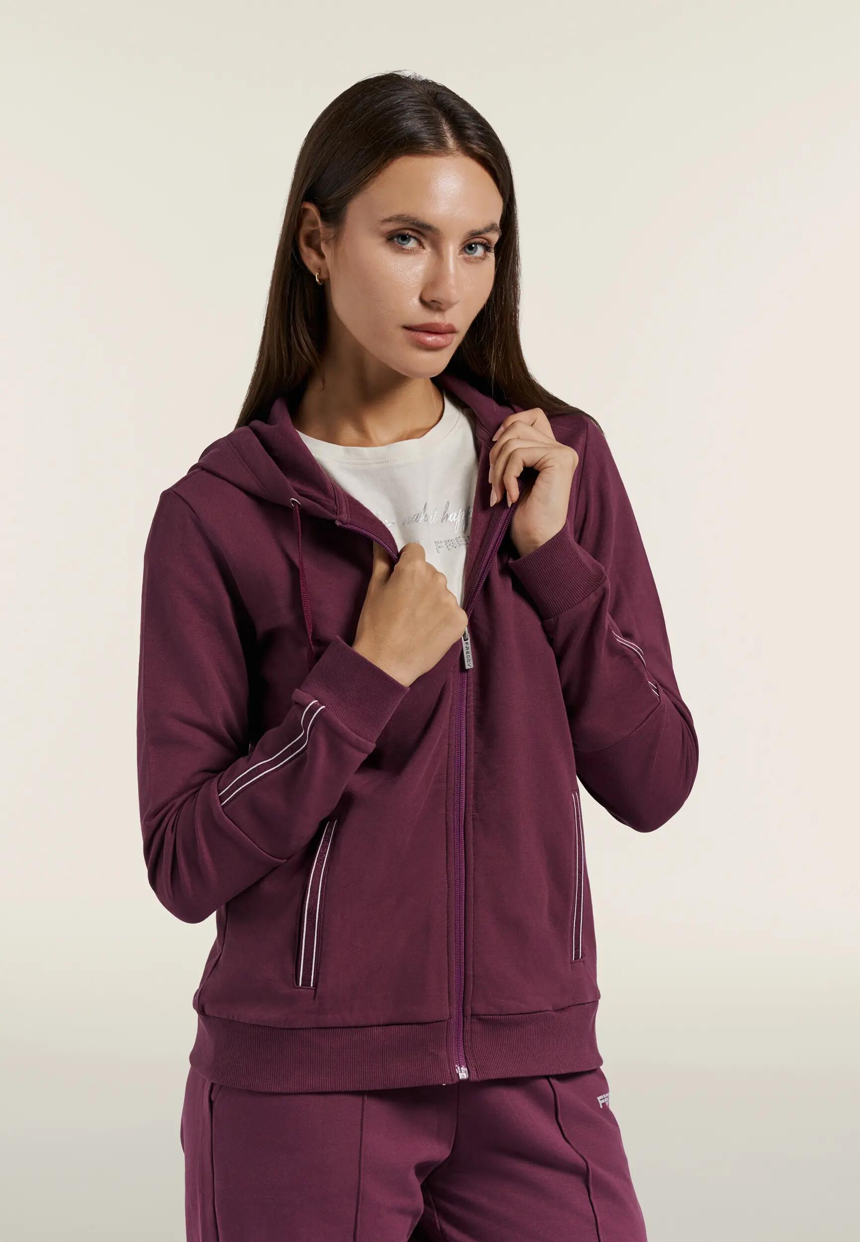 Sweat-shirt avec fermeture zippée et capuche et finitions élastiques griffées 2/6
