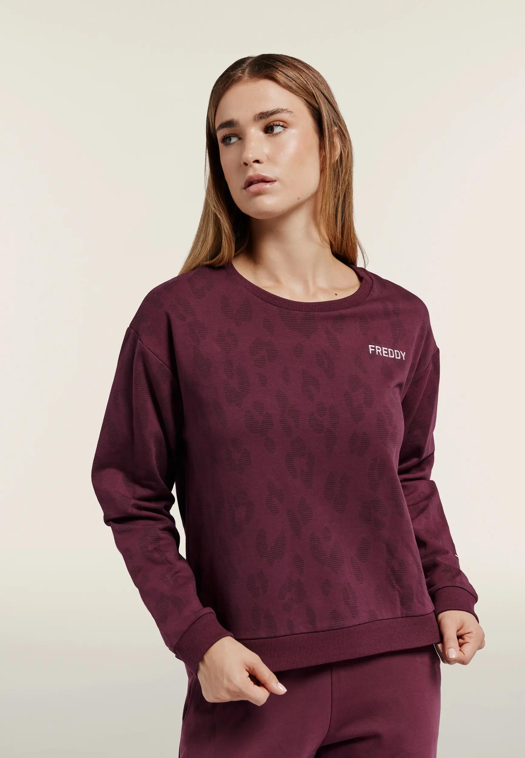 Felpa donna girocollo fantasia leopardata regular fit 2/6
