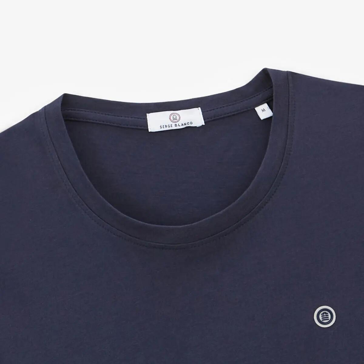 T-shirt manches courtes col rond 100% coton bleu marine Théo 4/5