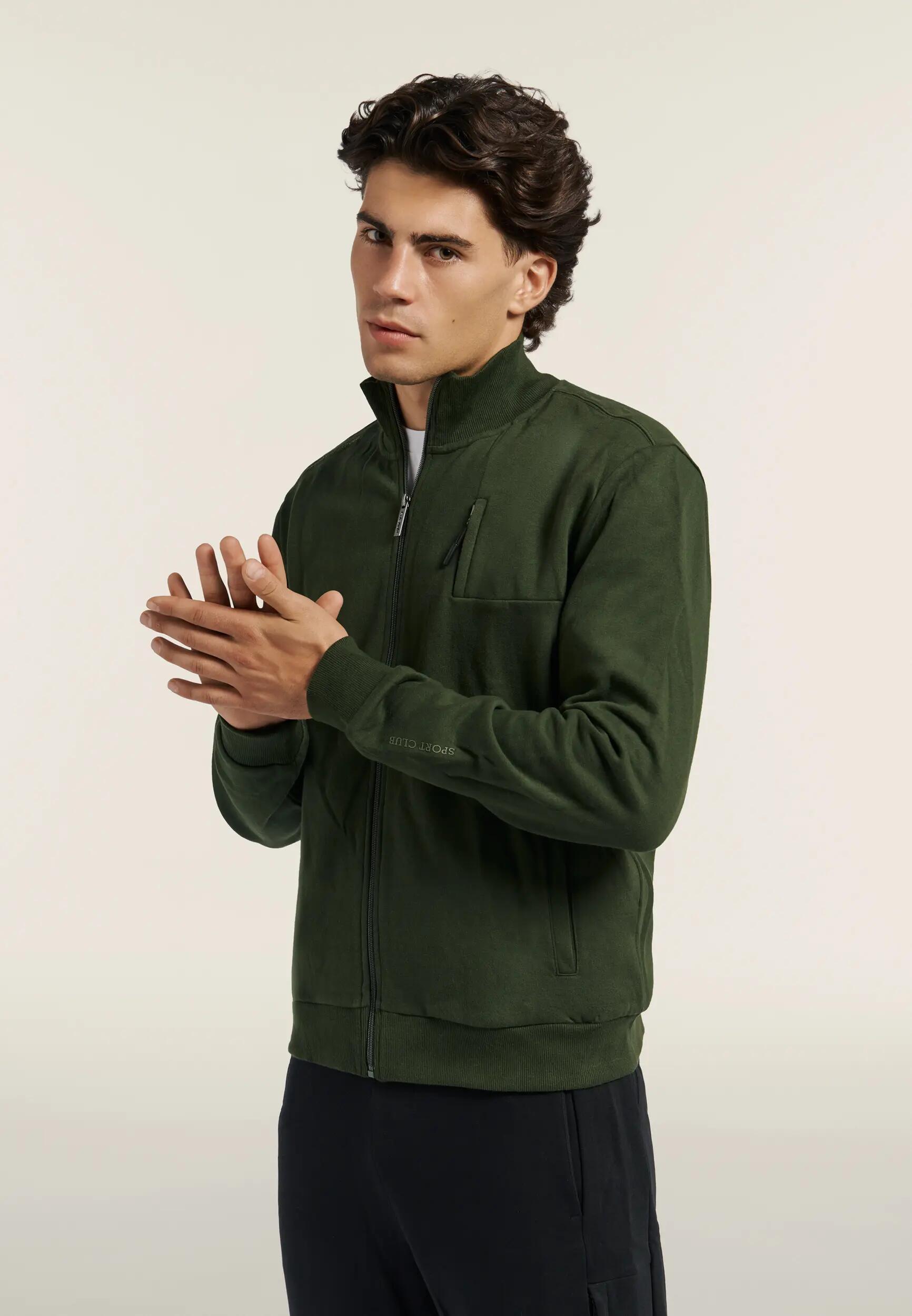 Felpa da Uomo con Collo Alto in Costina e Full Zip 2/6