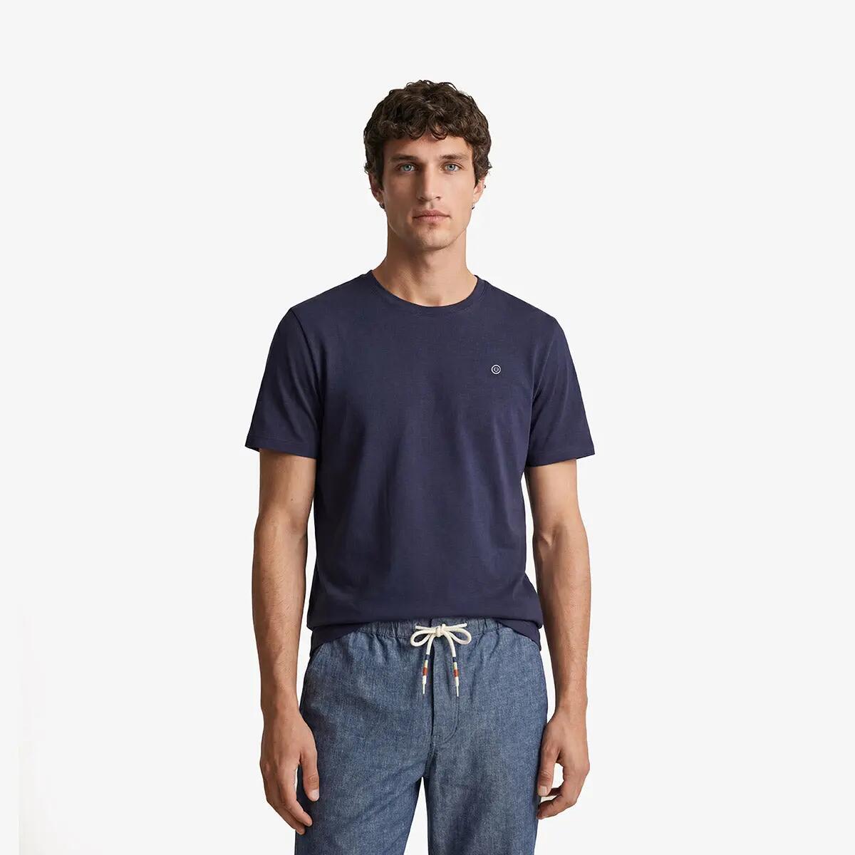 T-shirt manches courtes col rond 100% coton bleu marine Théo 2/5
