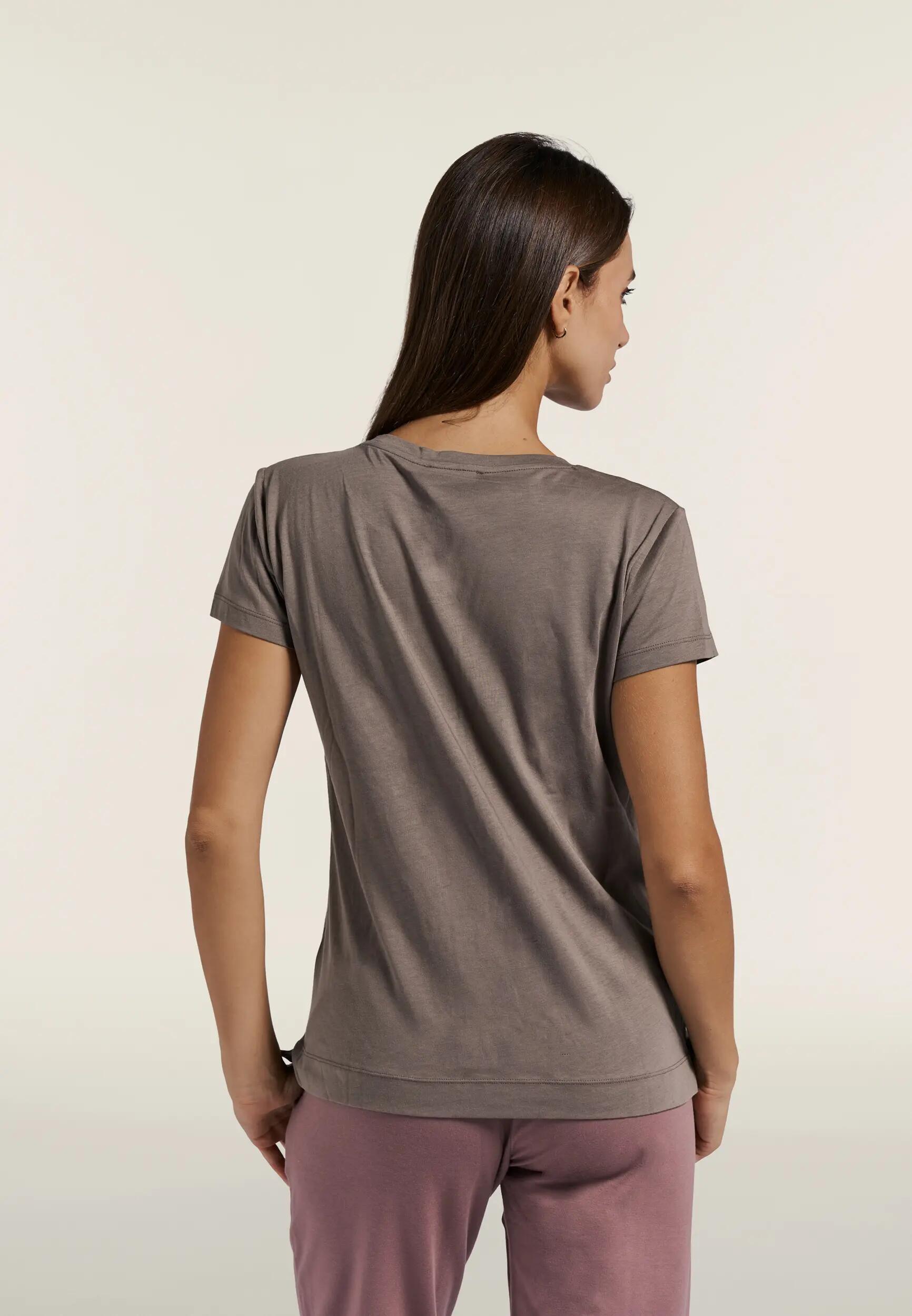 Regular dames T-shirt met goudkleurige logoprint en studs 3/6