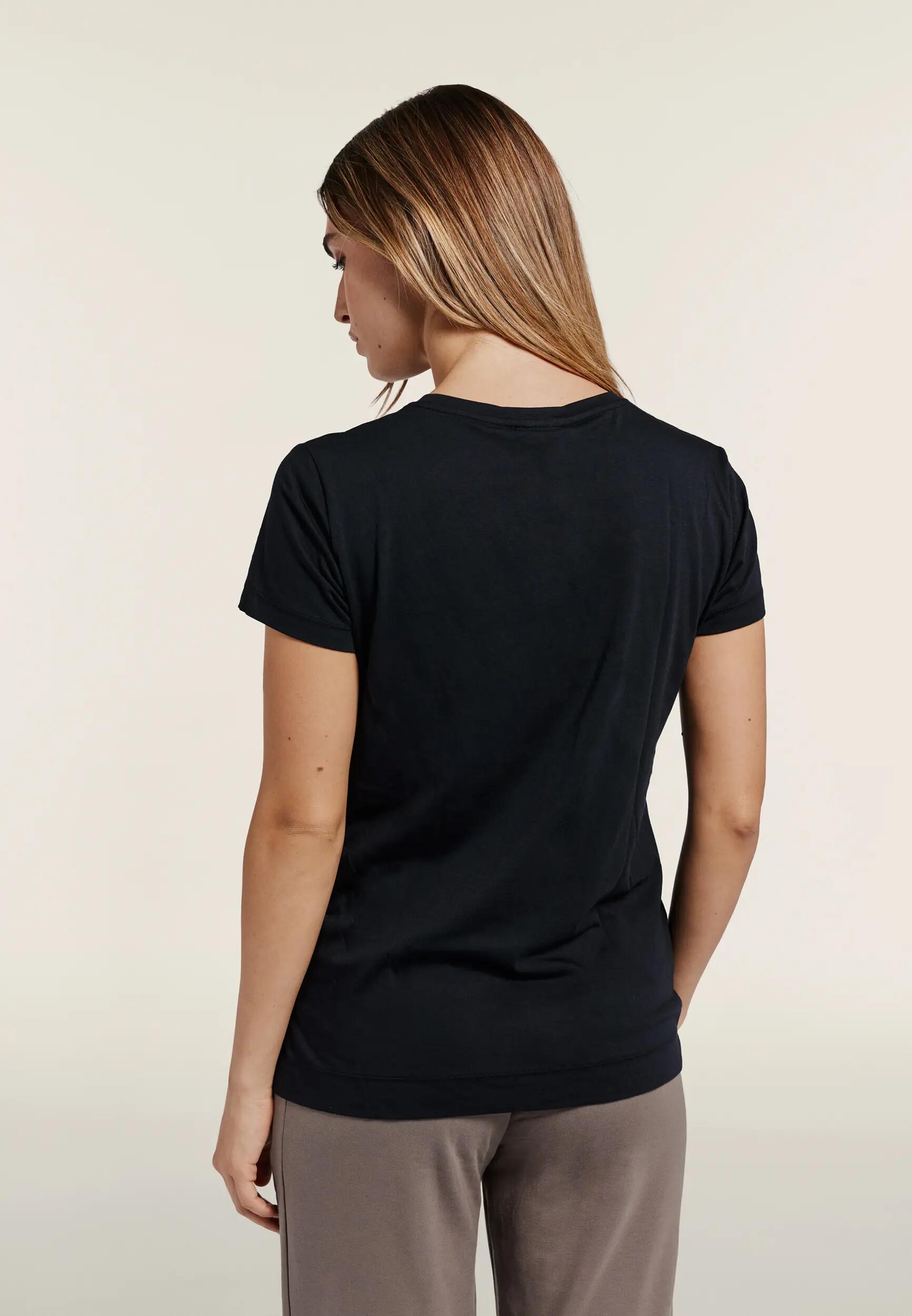 Regular dames T-shirt met goudkleurige logoprint en studs 3/6