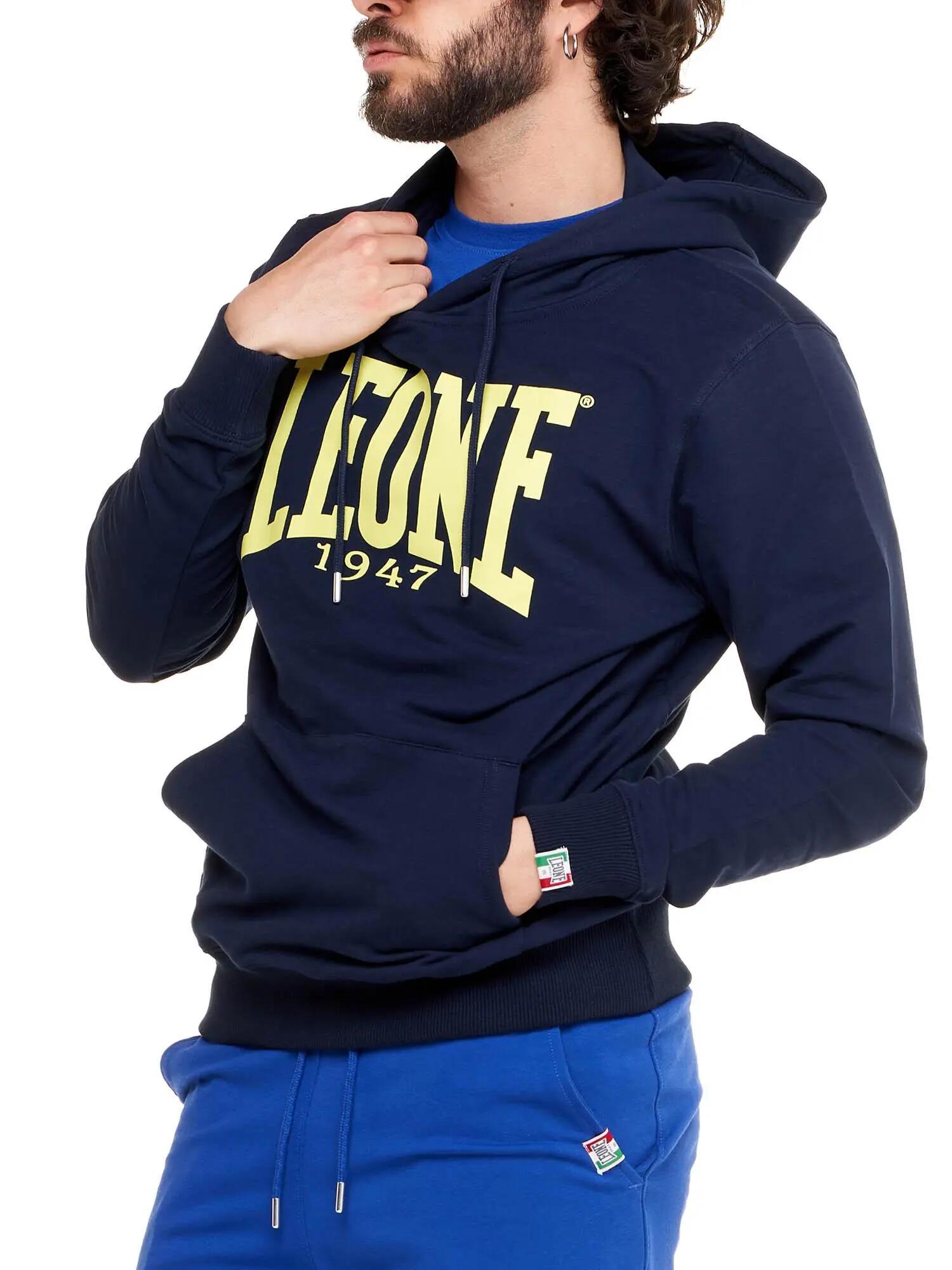 Sudadera con capucha hombre Leone 1947 Apparel algodón logo grande 5/8