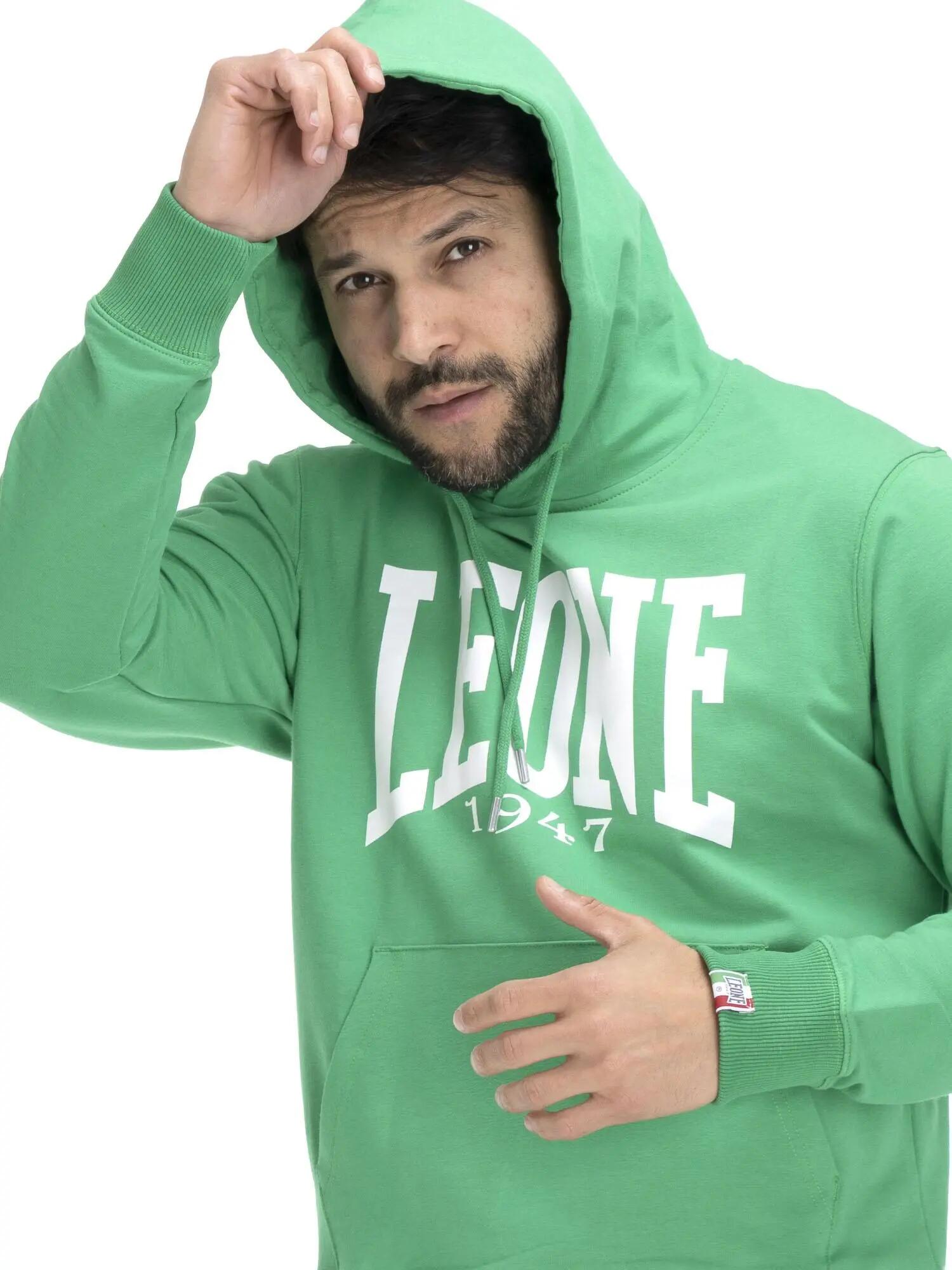 Sudadera con capucha hombre Leone 1947 Apparel algodón logo grande 5/8