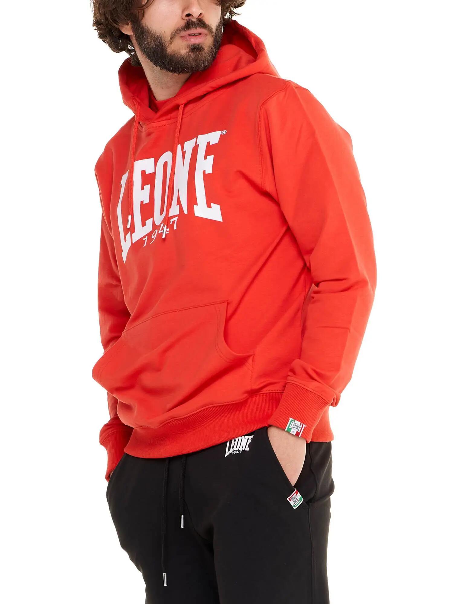 Leone 1947 Apparel Męska bluza z kapturem i dużym logo, lekka bawełna 5/7