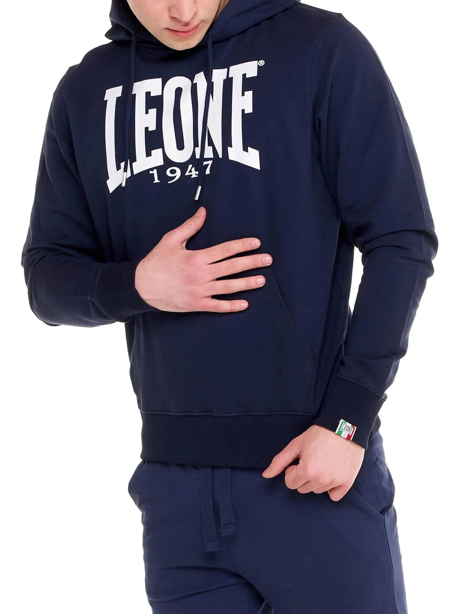 Sudadera con capucha hombre Leone 1947 Apparel algodón logo grande 5/8