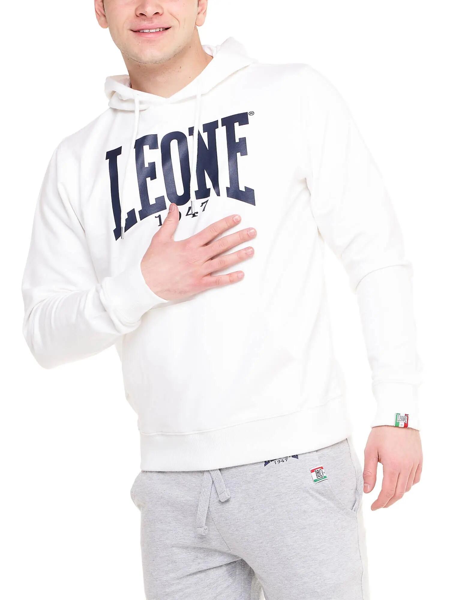 Felpa uomo con cappuccio Leone 1947 Apparel Big Logo, cotone leggero 5/8