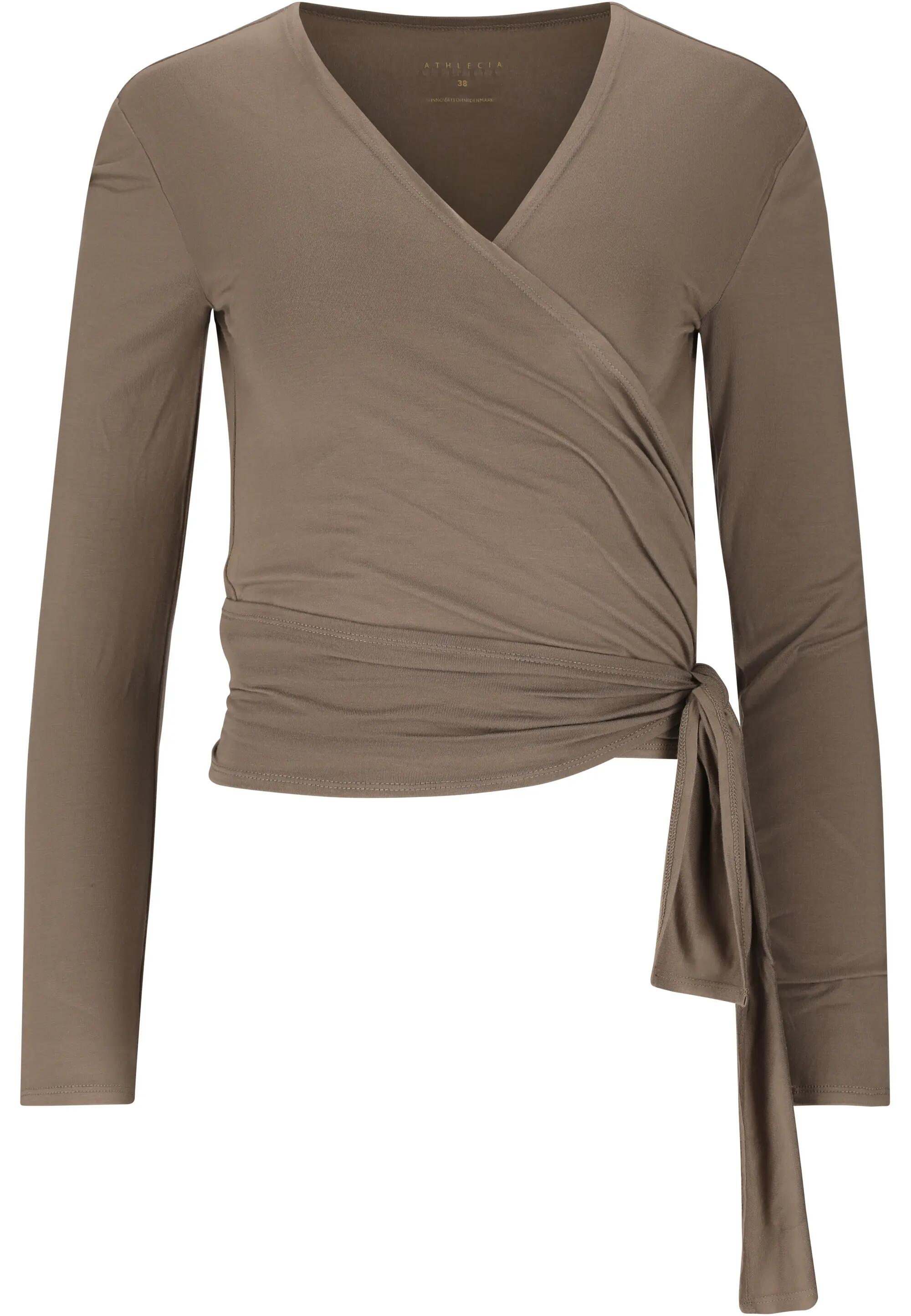 athlecia Walyn W Bluzka kopertowa z wiskozy ze stretch – 1292 Greige 1/8