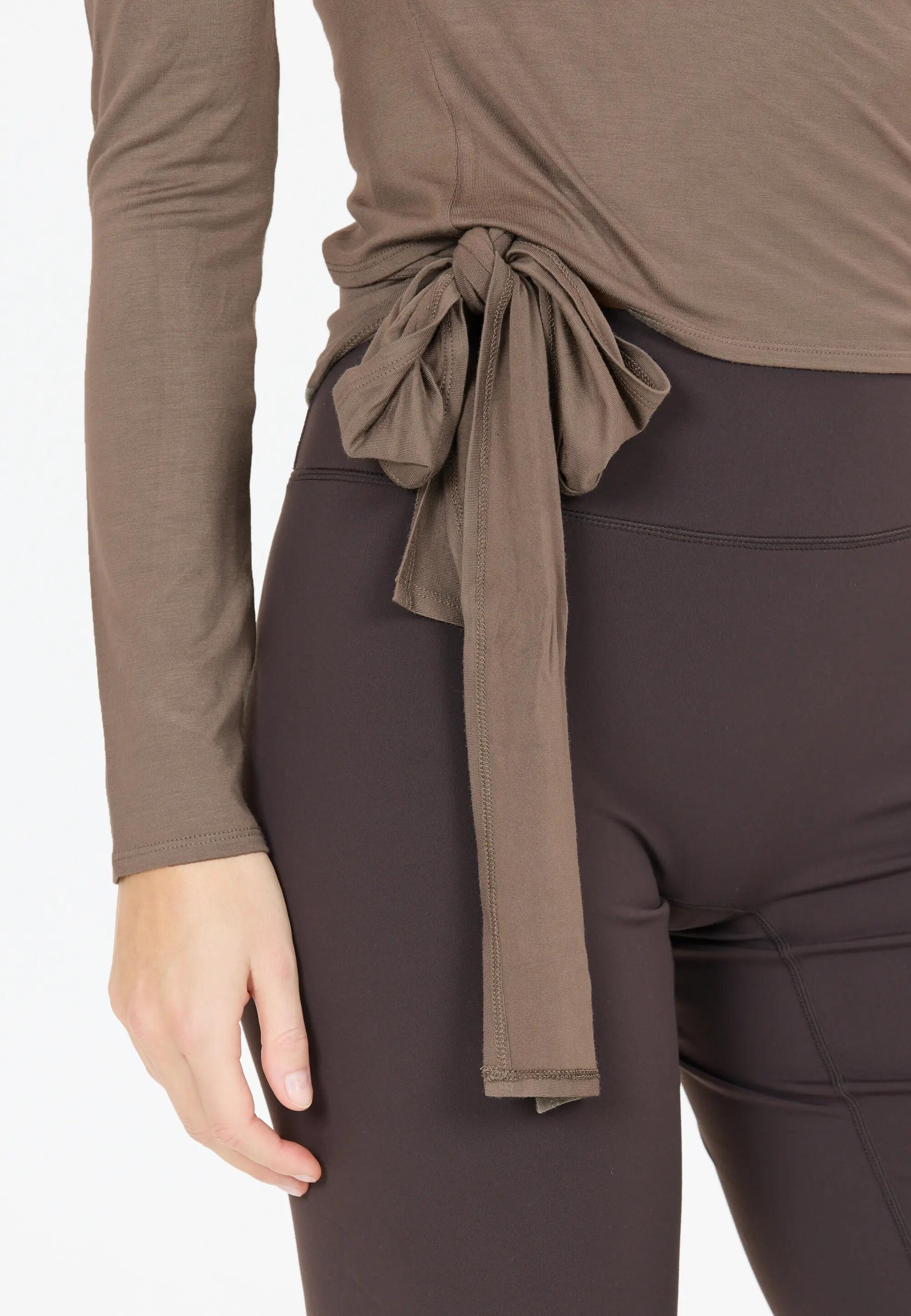 athlecia Walyn W Bluzka kopertowa z wiskozy ze stretch – 1292 Greige 7/8